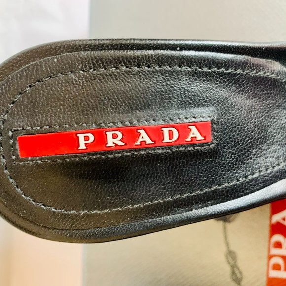 PRADA SHOES WEDGES BLACK WITH DUST BAG MADE IN ITALY - Picture 11 of 15